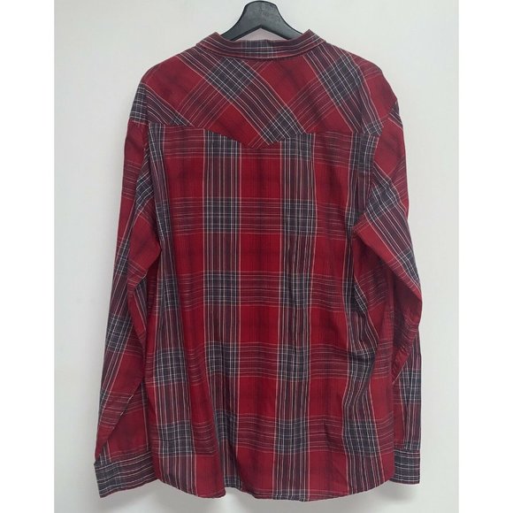 Levis Mens Standard Fit Long Sleeve Western Pearl Snap Shirt Size XXL Red Plaid - Picture 3 of 5